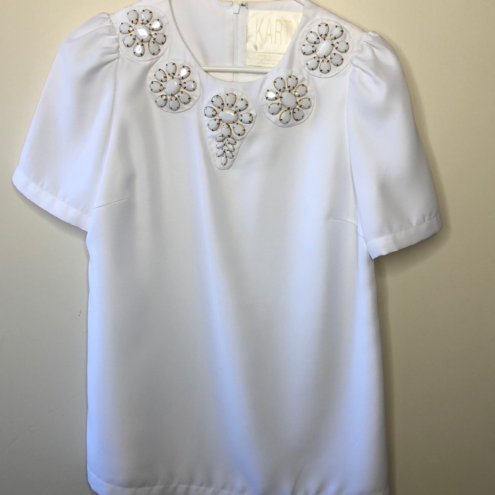 KARTA white embellished top
